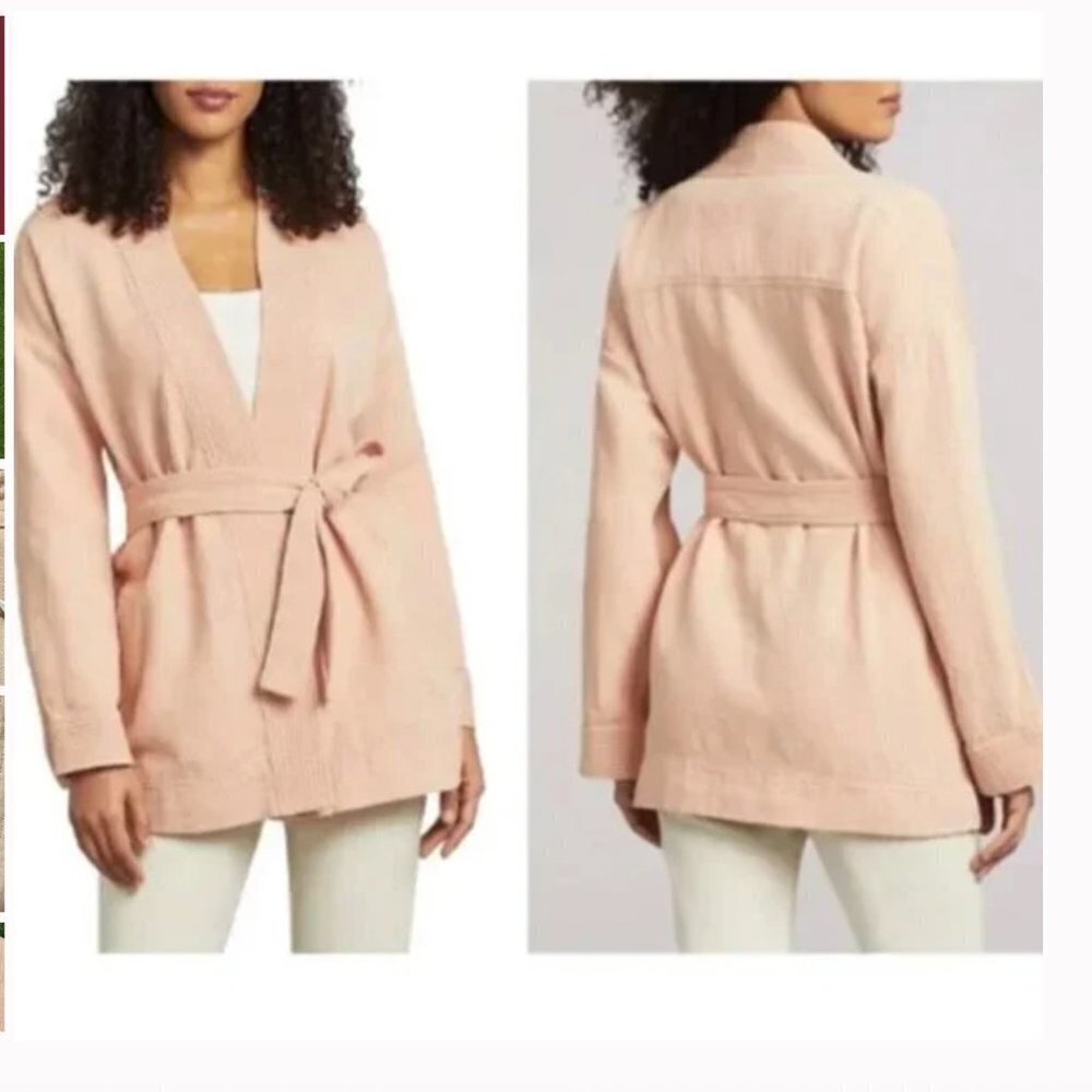 NWT Faherty Hidden Hills Organic Cotton Tie Front Jacket Large